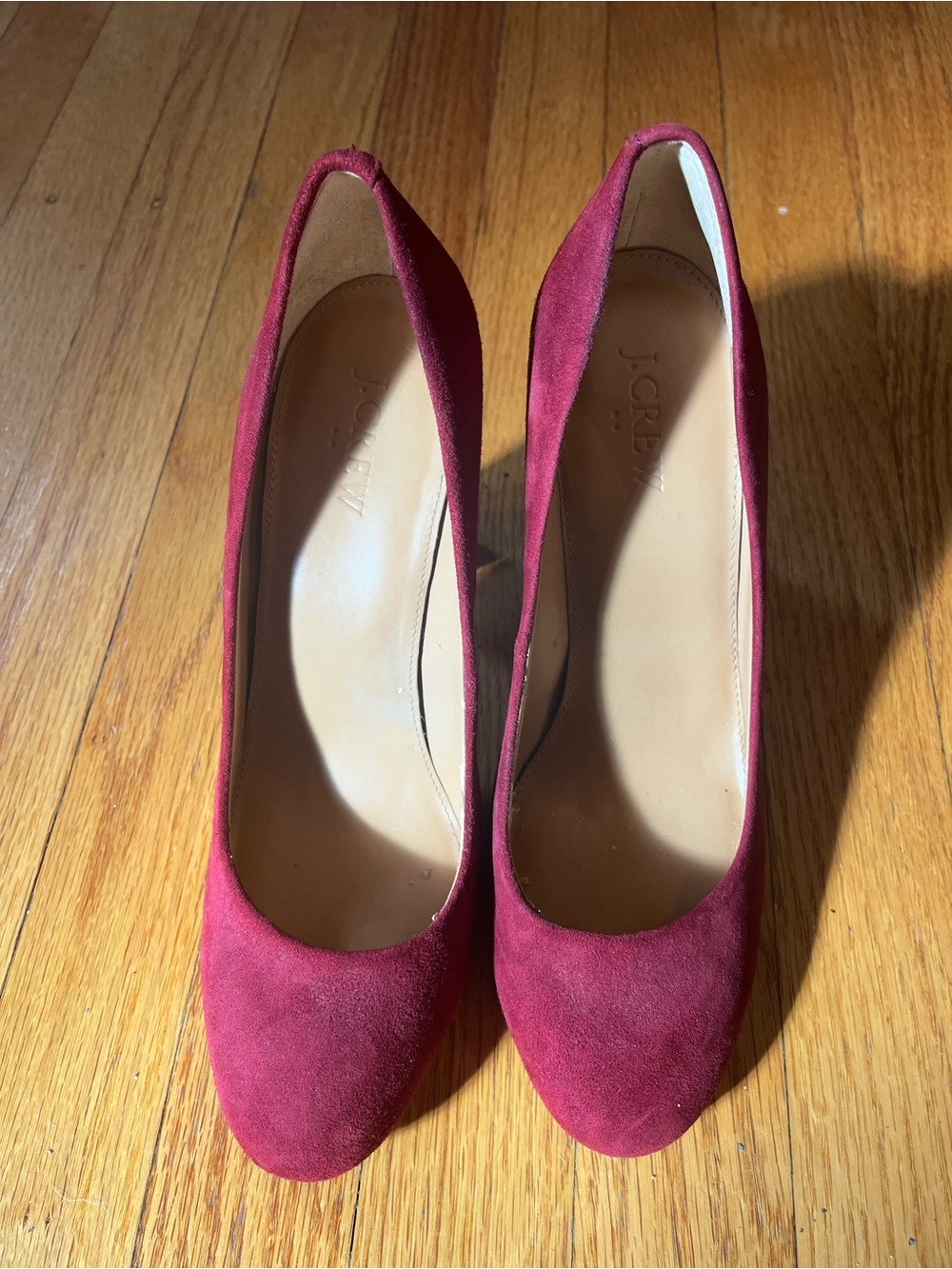 J. Crew Womens Burgundy Suede Round-Toe Pumps